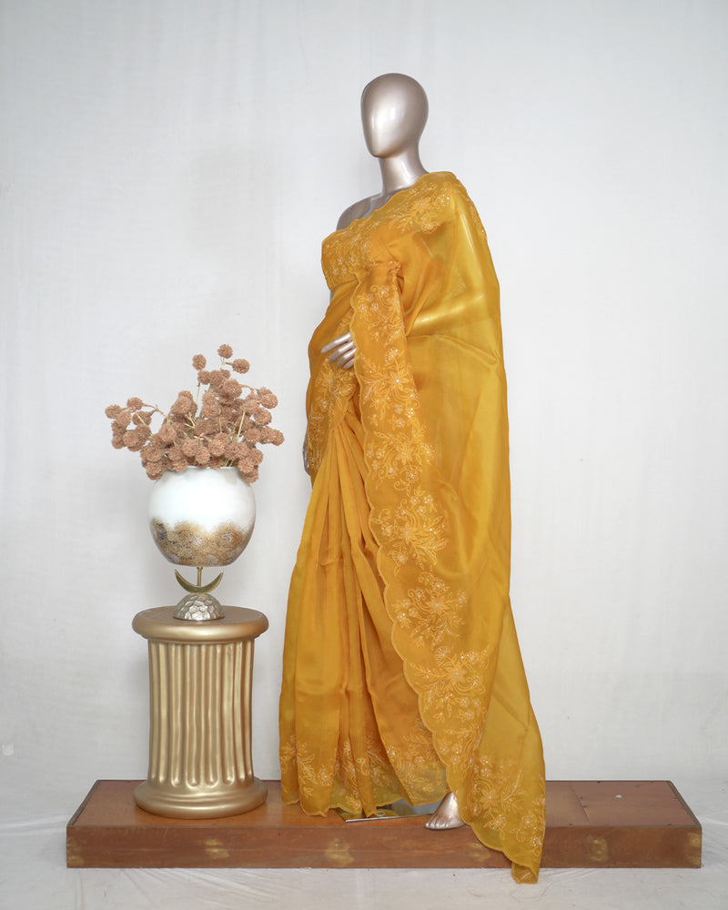 Pure Organza Handworked Saree  004937