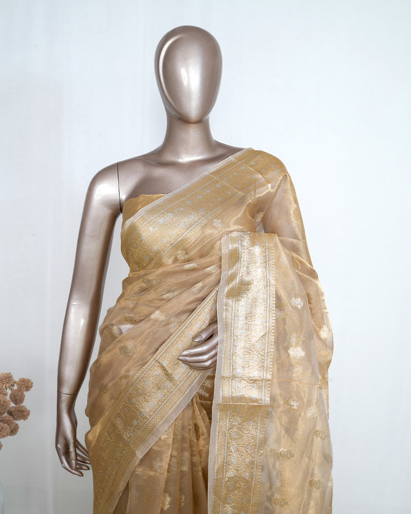 Pure Golden Tissue Silk Saree SAN4386