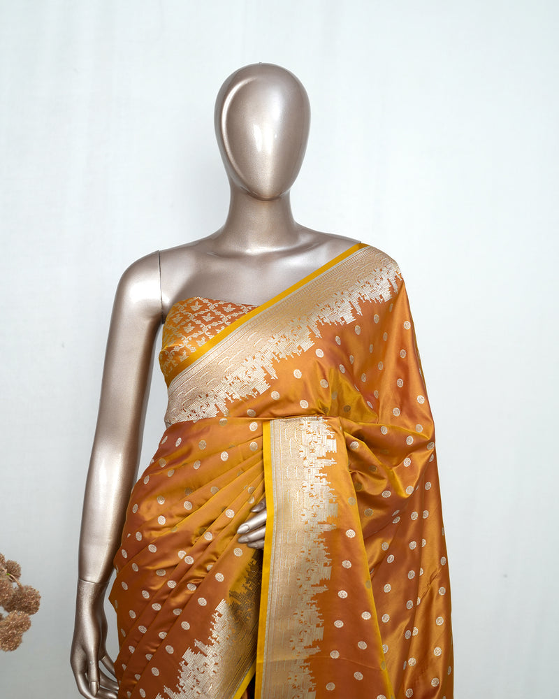 Sunset orange  Banarasi silk sarees  SAN5286