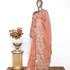 Striped Pure Viscose Organza Saree SAN4264