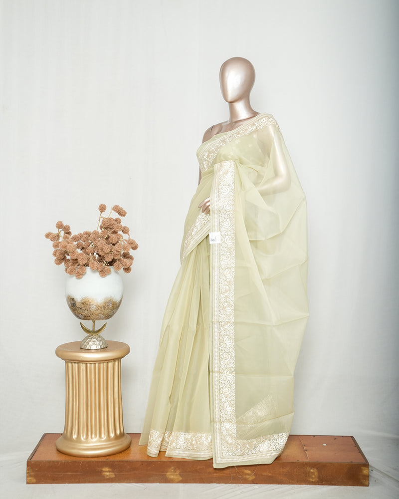 Pastel Pistachio Organza Saree A  SAN5312