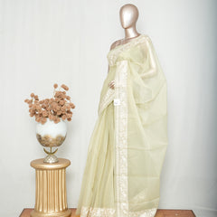 Pastel Pistachio Organza Saree A  SAN5312