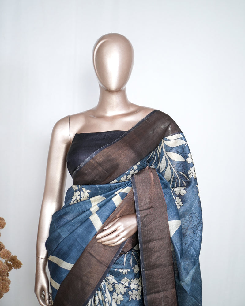 Printed Tusser Silk Saree SAN4180