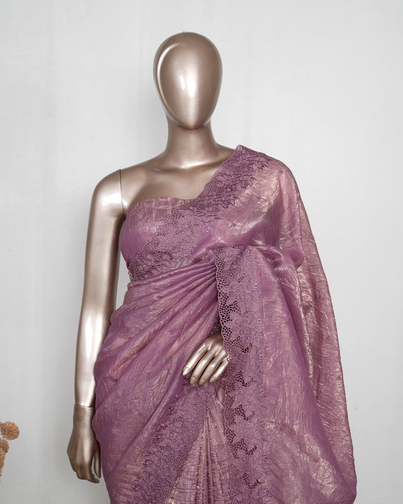 Crushed Shimmer Organza Saree SAN4110