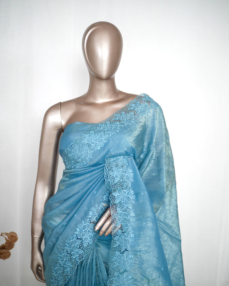 Crushed Shimmer Organza Saree SAN4117