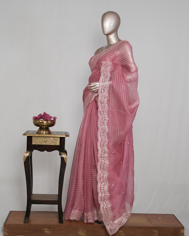 Pure Organza Embroidery Saree SAN4936