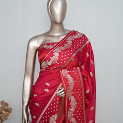 Rani Pink Pure Satin Banarasi Saree  SAN5289