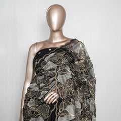 Black Organza Saree  SAN4369