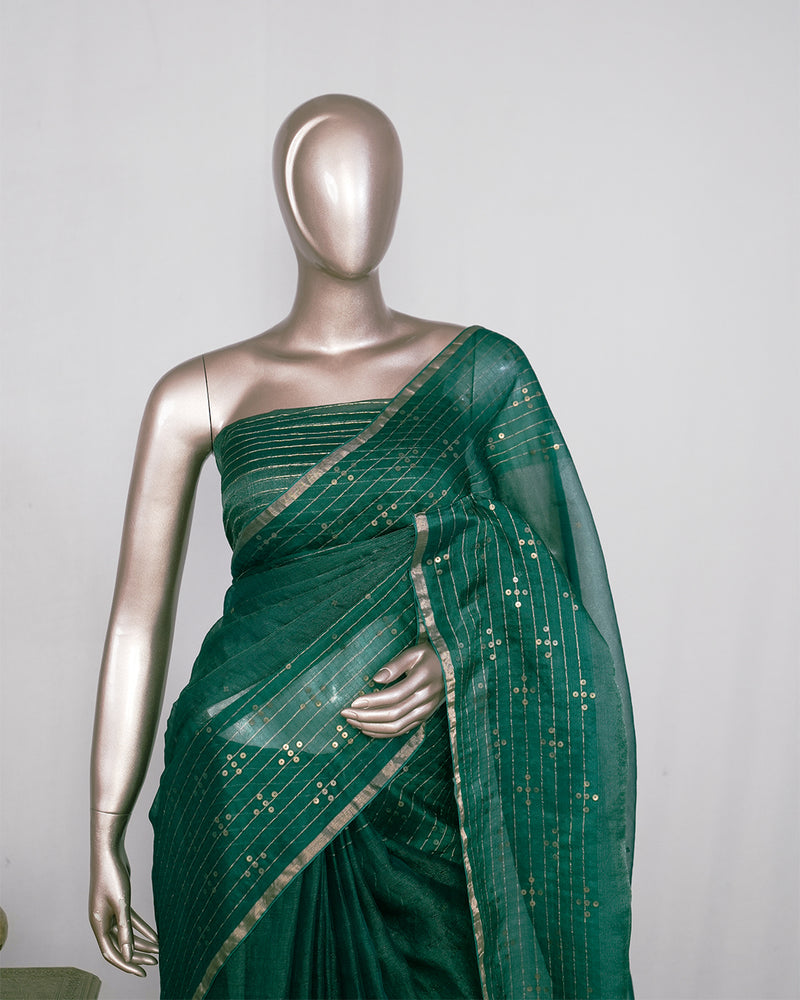 Pure Kora Embroidery Organza Saree  SAN4930