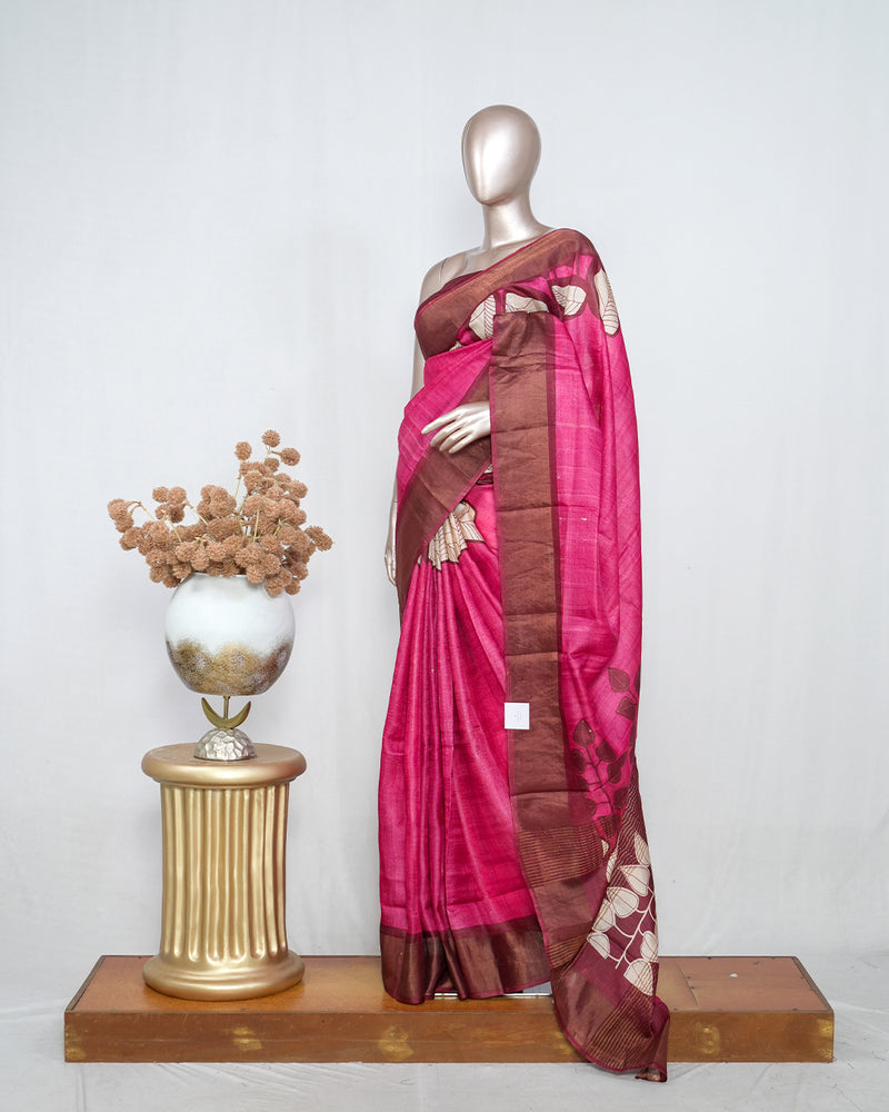 Printed Tusser Silk Saree  SAN4172