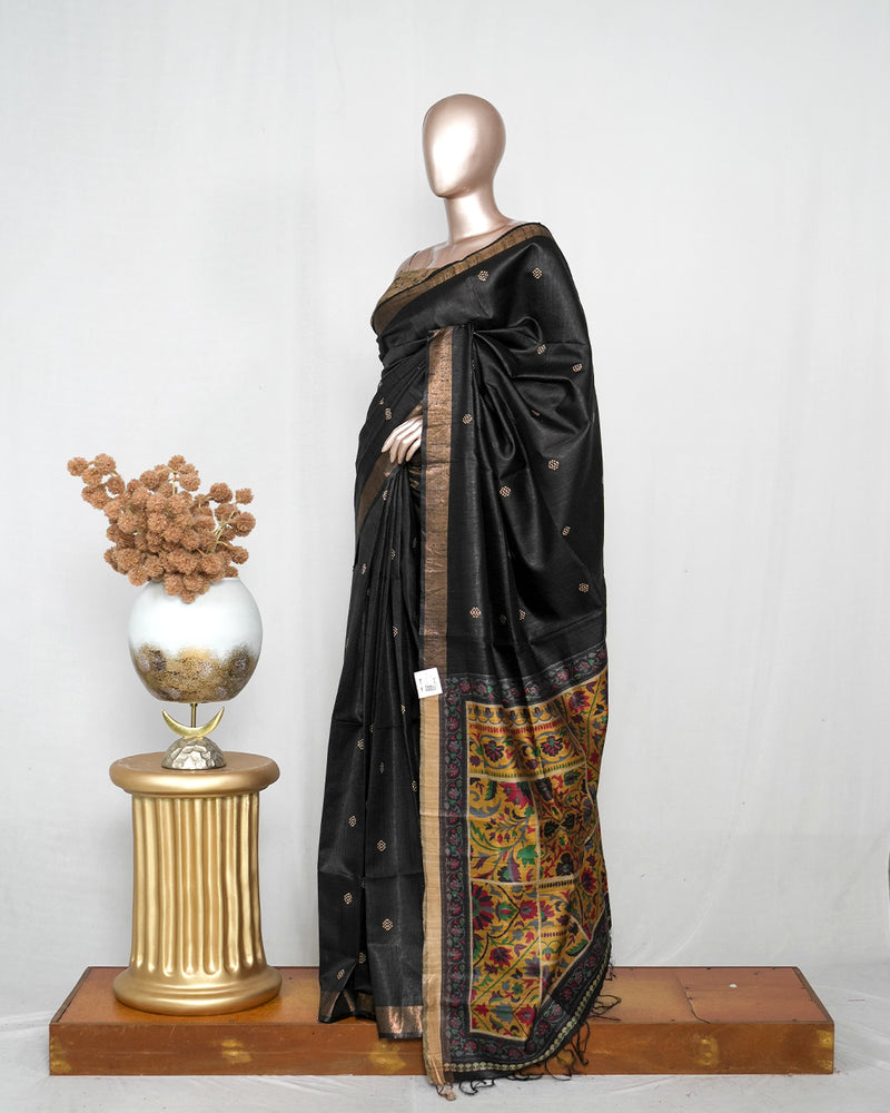 Tussar Silk Saree with Kalamkari Pallu SAN4054