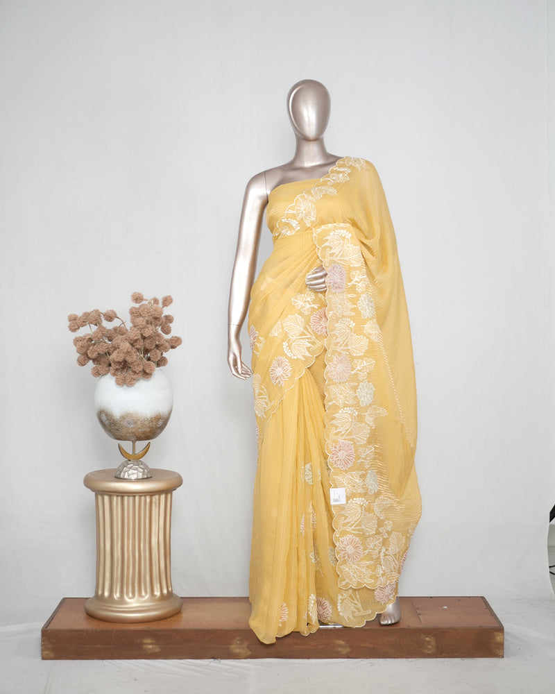 Striped Pure Viscose Organza Saree SAN4267