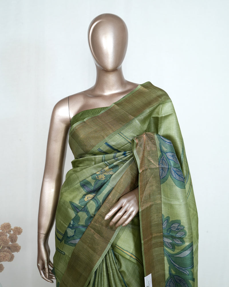 Floral Printed Tussar Silk Saree SAN4197
