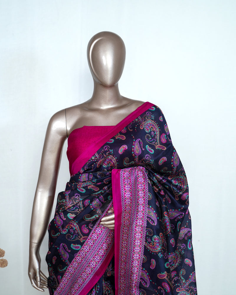 Pure Soft Silk Saree with Kashmiri Traditional Print SAN4997