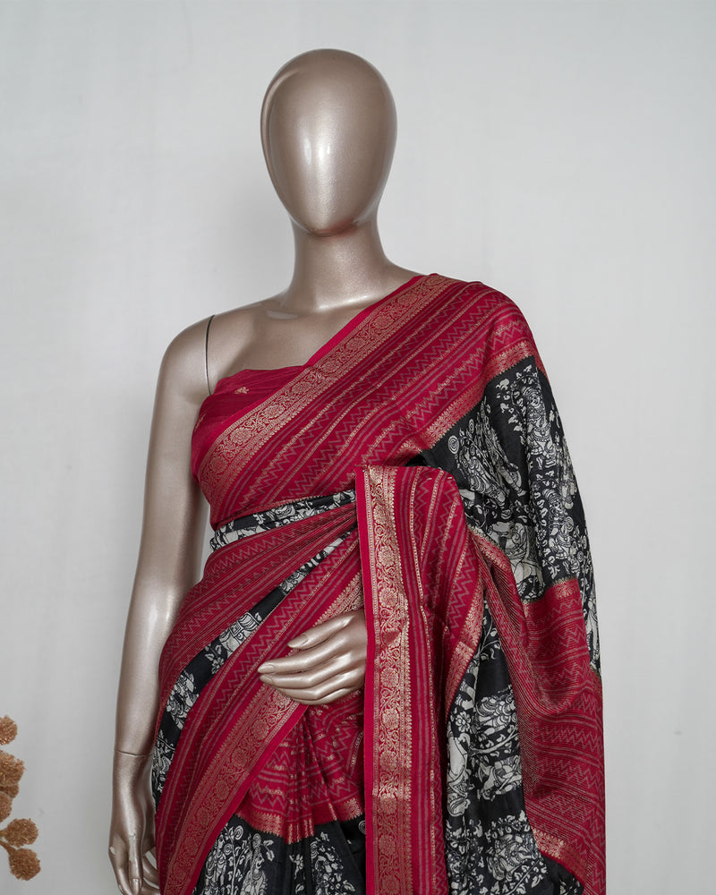 Semi Natural Crepe Saree with Digital Print _ Mysore Dola Silk Saree (₹3900) A 004426