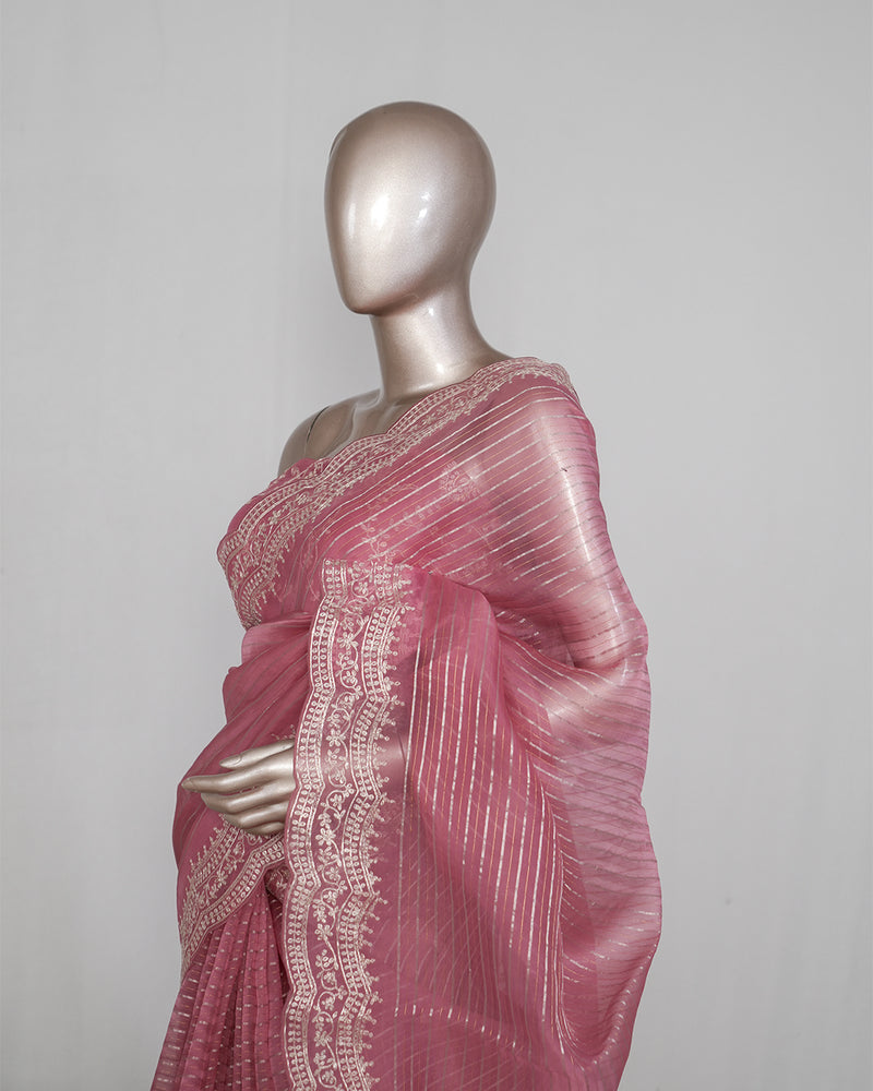 Pure Organza Embroidery Saree SAN4936