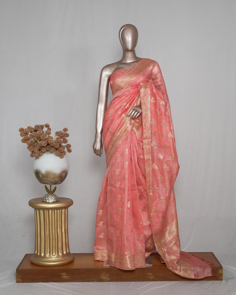 Linen Silk Saree with Banarasi Weaving SAN4056