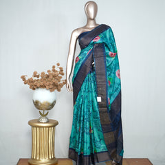 Tussar Silk Printed Saree with Bavunchi Border SAN4192