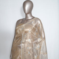 Champagne Gold Pure Tissue Silk Saree – Radiant Elegance in Every Drape  SAN4375