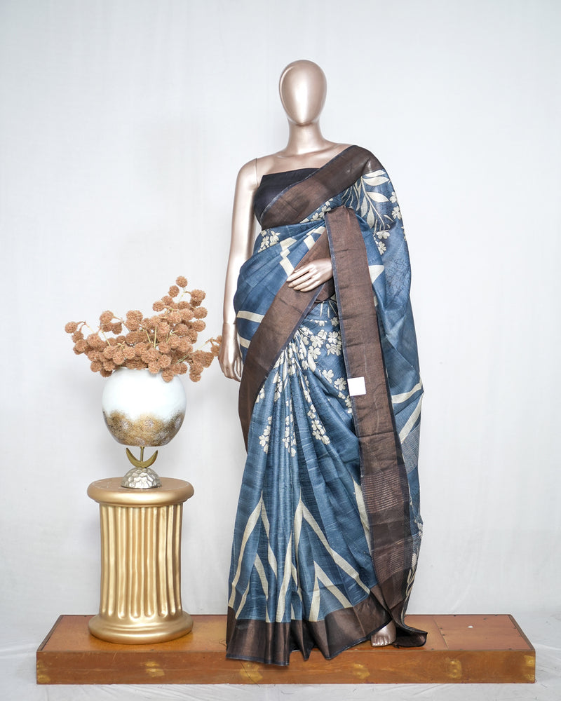 Printed Tusser Silk Saree SAN4180