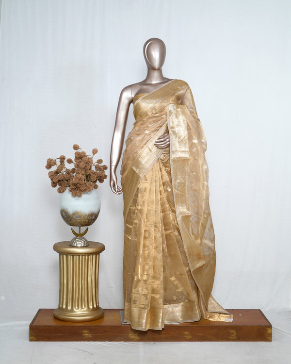 Pure Golden Tissue Silk Saree SAN4386