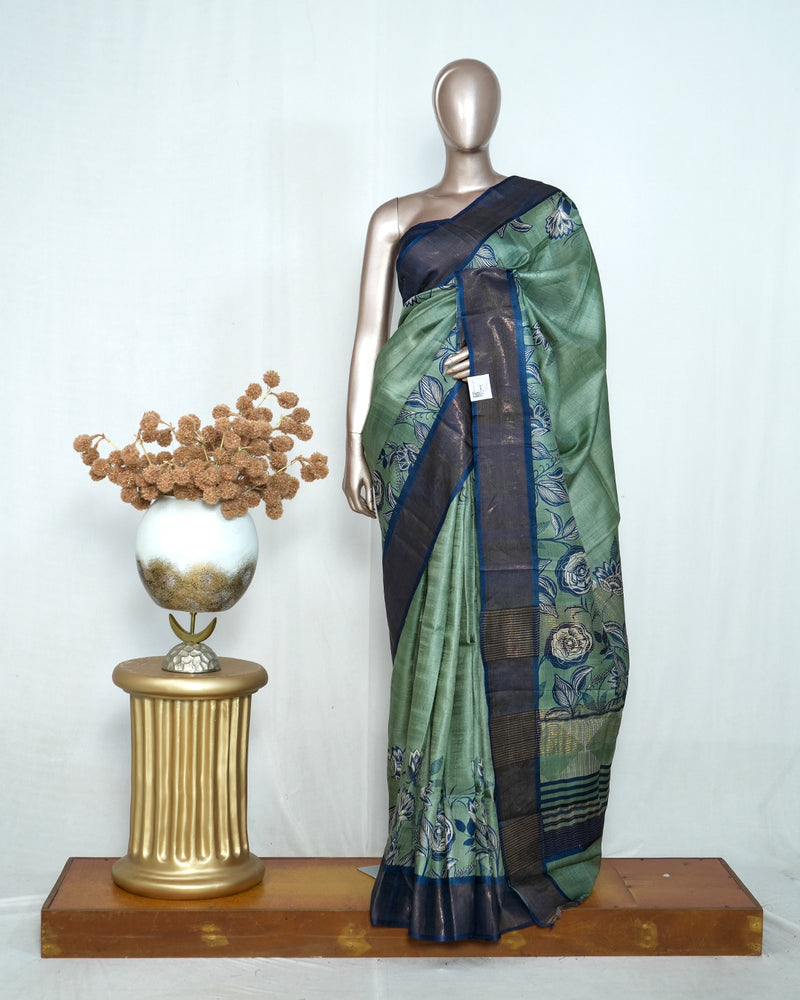 Tussar Silk Saree with Bavunchi Border SAN4228