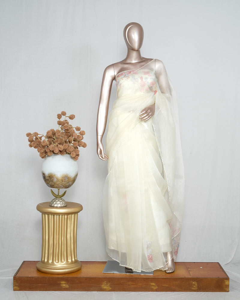 Crystal Organza Handworked Saree  SAN4796