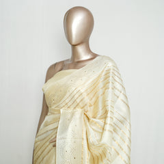 Ivory Tussar Silk Saree with Mukesh Handwork Border & Elegant Pallu SAN4852