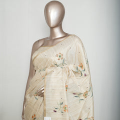 Ivory Floral Matka Silk Saree C SAN5318