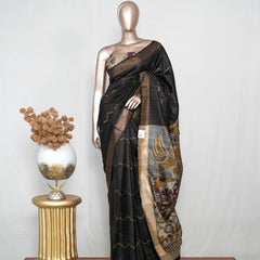 Tussar Silk Saree with Kalamkari Pallu SAN4050