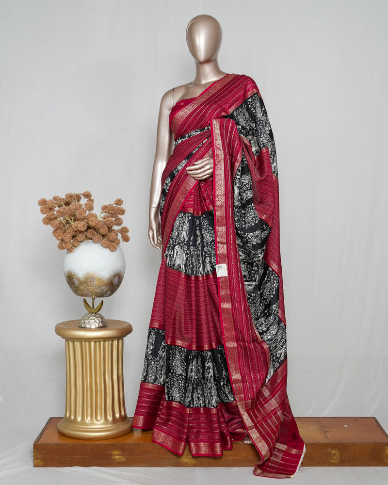 Semi Natural Crepe Saree with Digital Print _ Mysore Dola Silk Saree (₹3900) A 004426