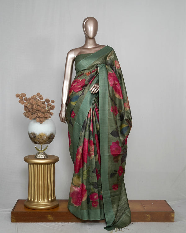 Printed Tussar Silk Saree SAN4055