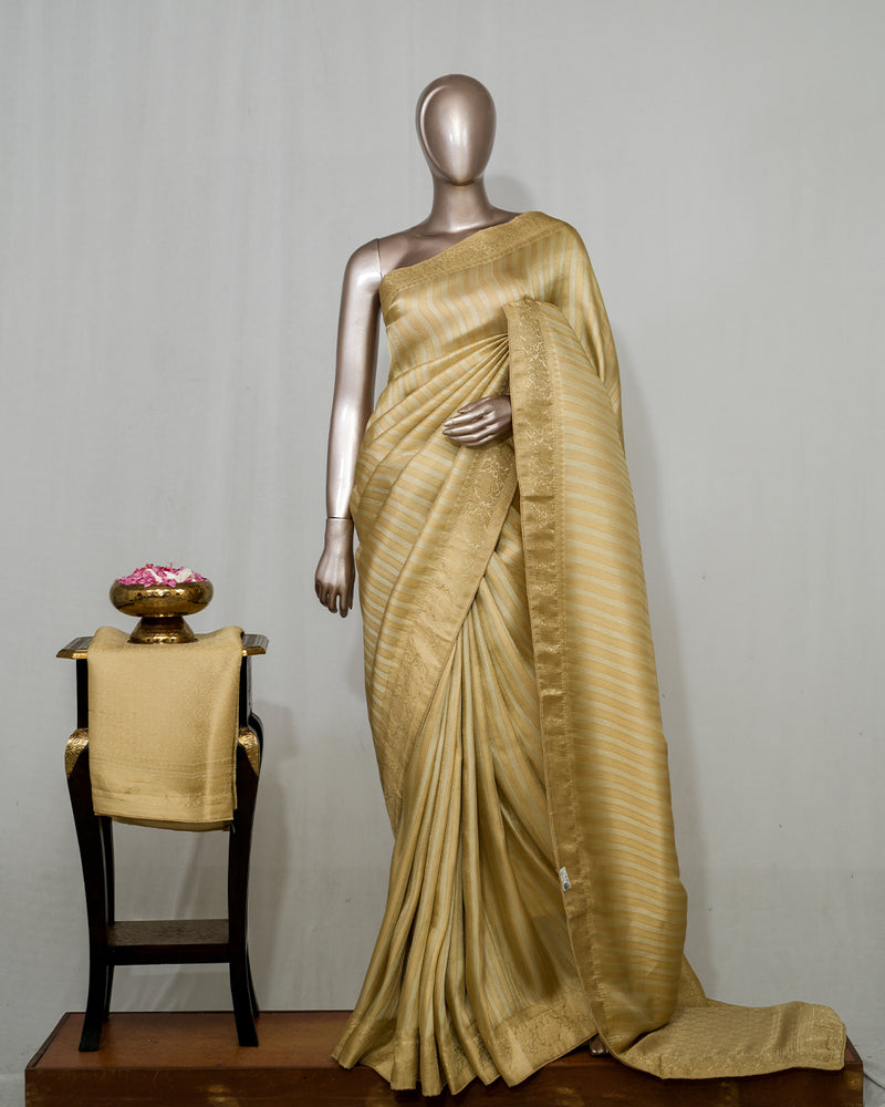 Banarasi Brocade Silk Saree with Striped Weaving  SAN4596