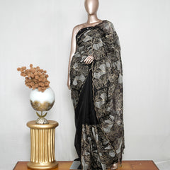 Black Organza Saree  SAN4369