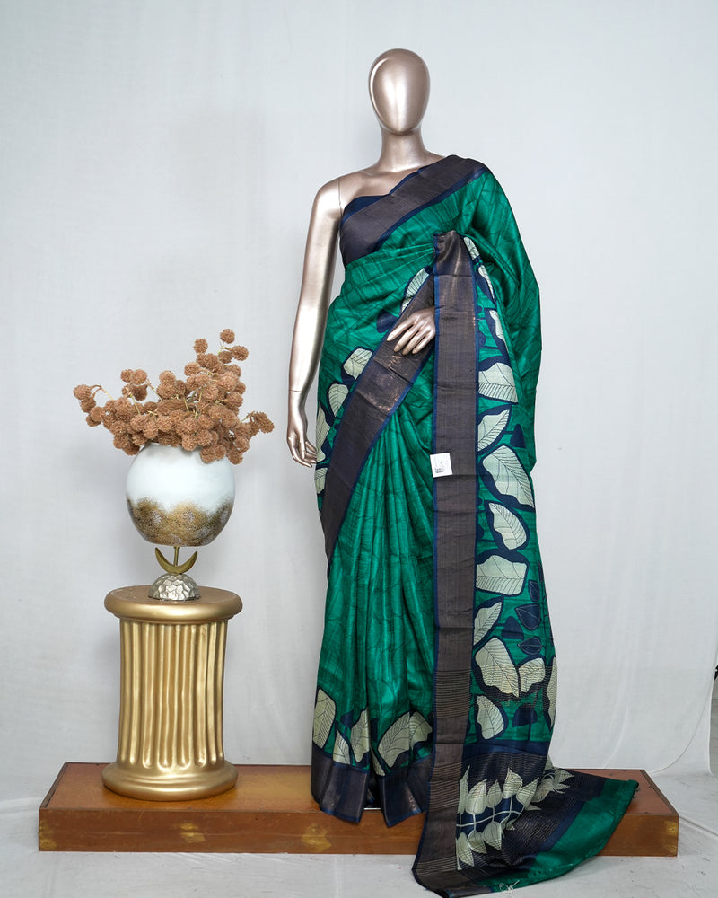 Printed Tusser Silk Saree SAN4179