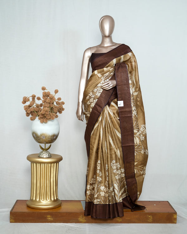 Floral Printed Tussar Silk Saree  SAN4182