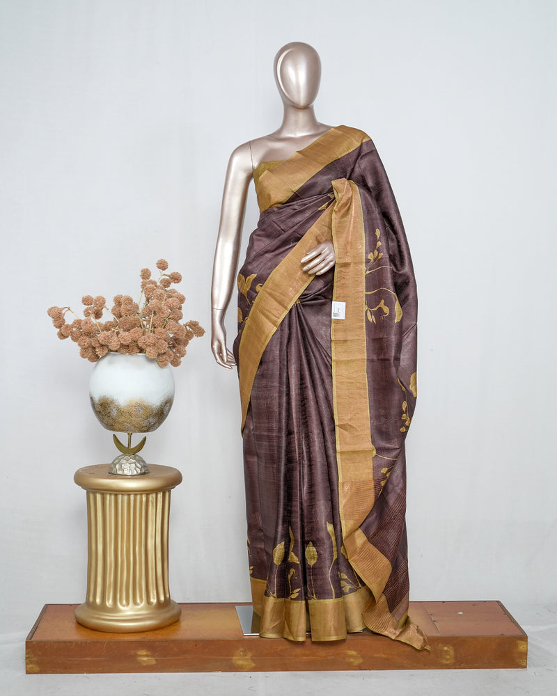 Printed Tusser Silk Saree SAN4186