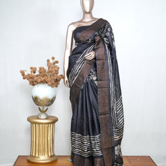 Printed Tusser Silk Saree SAN4208