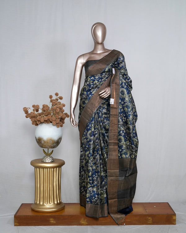 Printed Tusser Silk Saree SAN4217