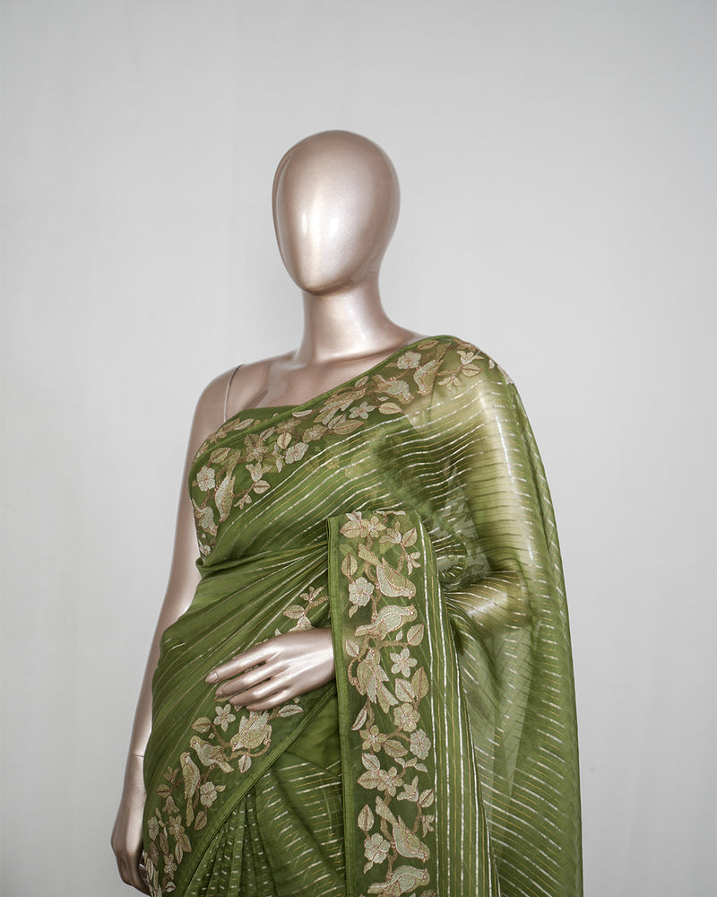 Pure Organza Embroidery Saree SAN4935