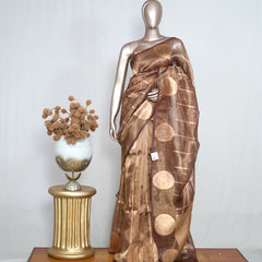 Copper Brown Pure Golden Tissue Silk Saree SAN4738