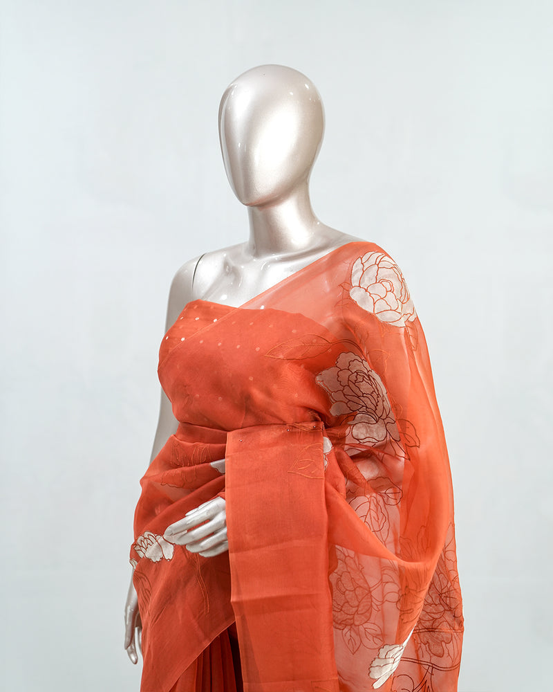Glass Organza Saree  B SAN5389