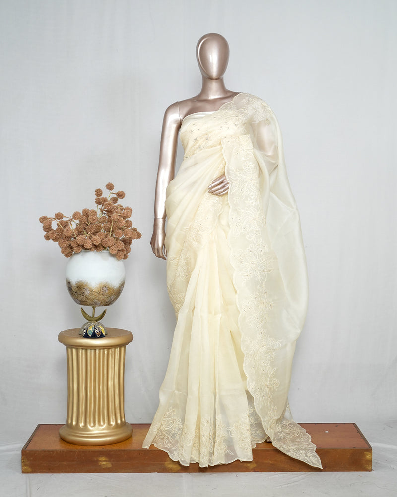 Pure Crystal Organza Handworked Saree  SAN4937