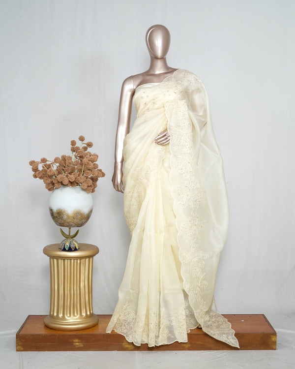 Pure Crystal Organza Handworked Saree  SAN4937