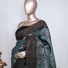 Printed Tusser Silk Saree  SAN4231