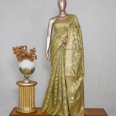 Linen Silk Saree with Banarasi Weaving SAN4062