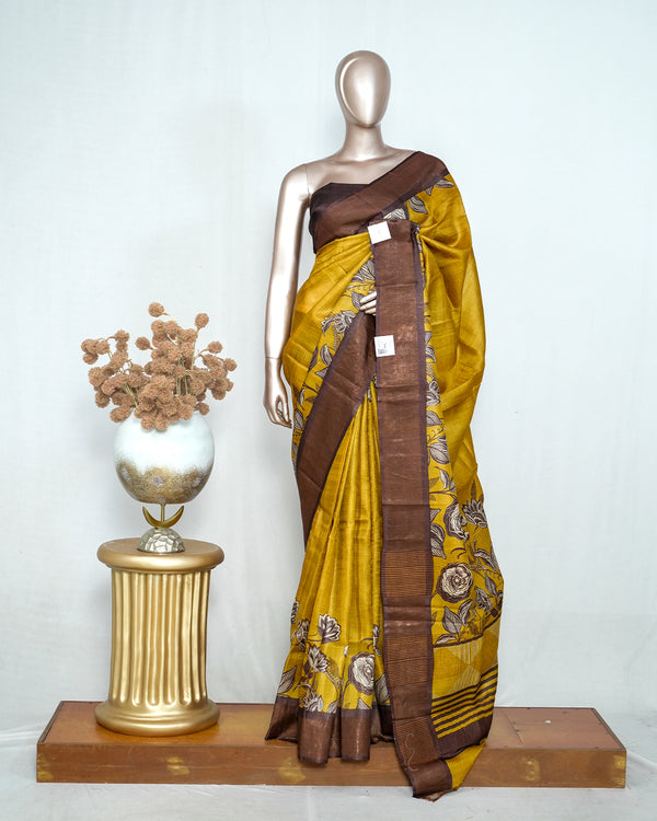 Floral Printed Tussar Silk Saree SAN4225