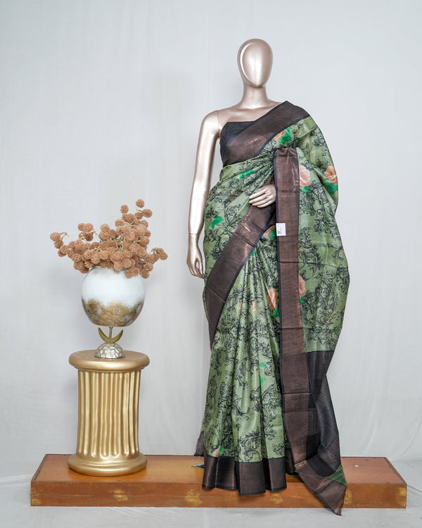Printed Tusser Silk Saree  SAN4191