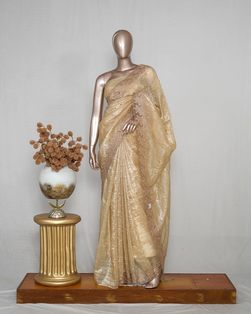 Crushed Shimmer Organza Saree SAN4112
