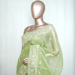 Pastel green Organza Saree  H SAN5312